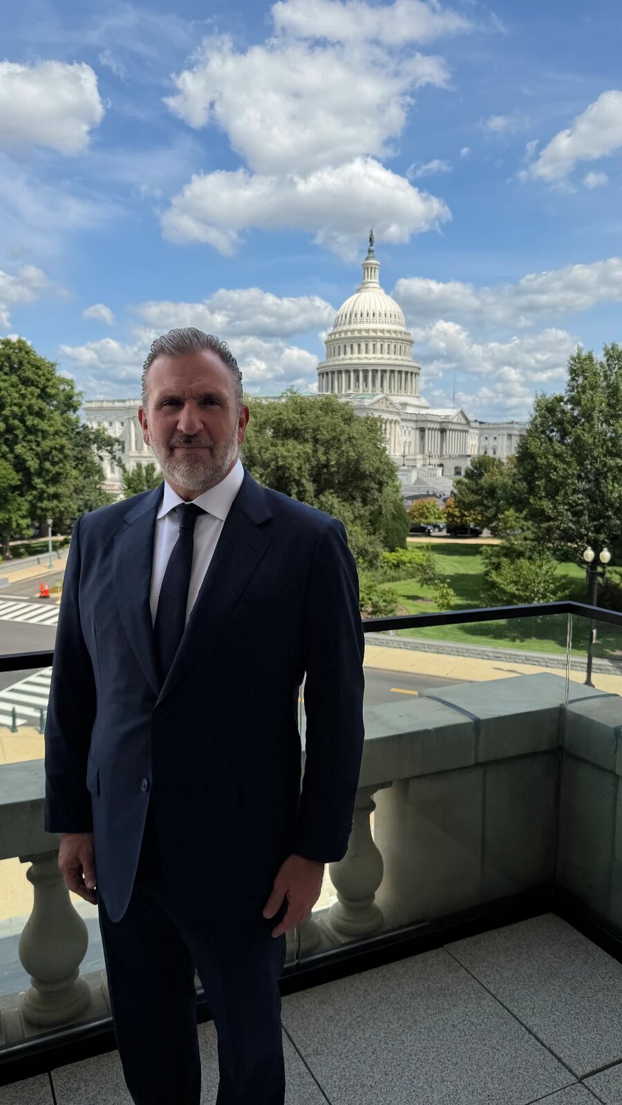 Roberto Arzú García-Granados on Capitol Hill in Washington, D.C., with the United States Capitol dome behind him